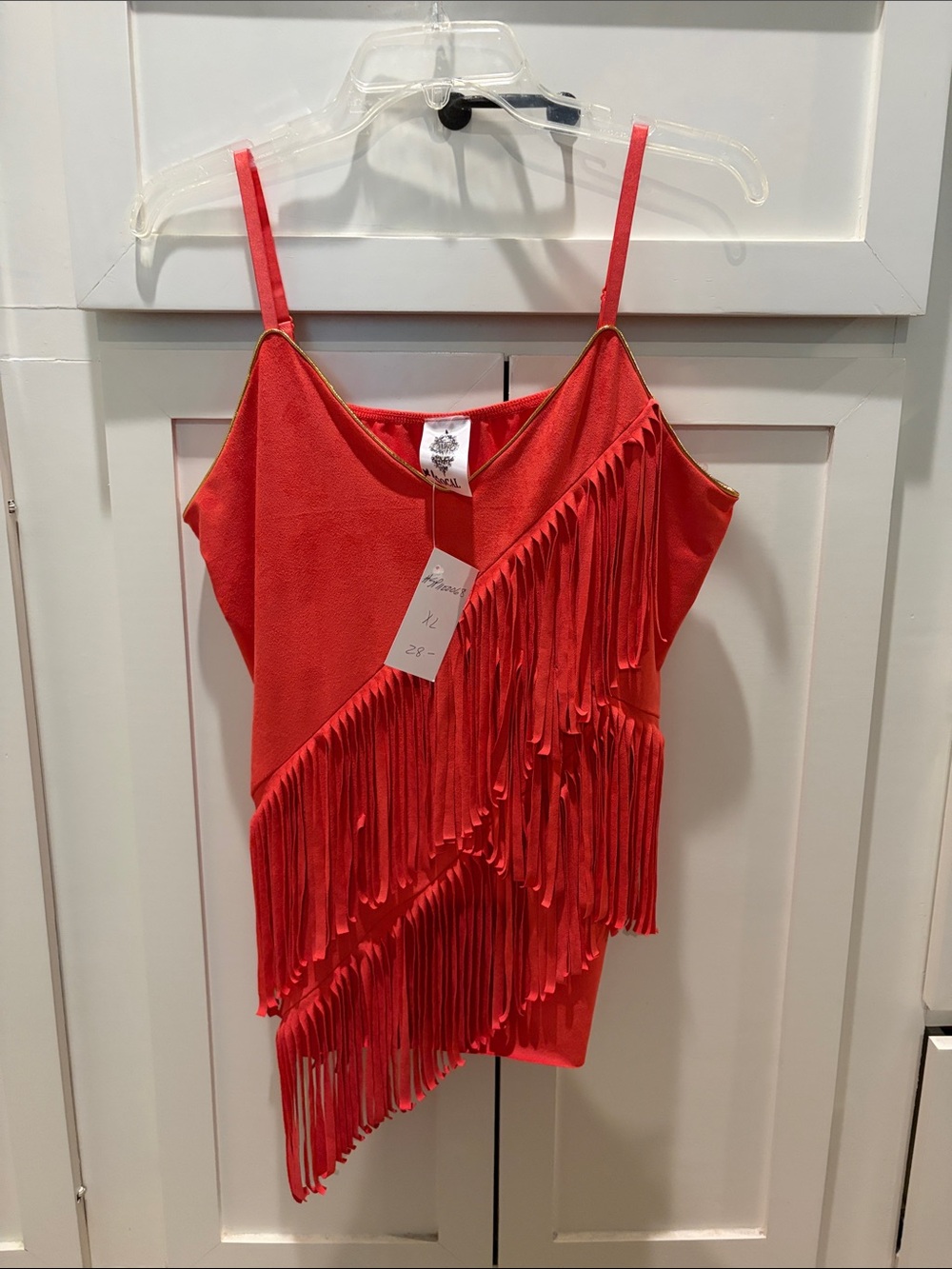 Vocal Red Fringe Spaghetti Strap Camisole